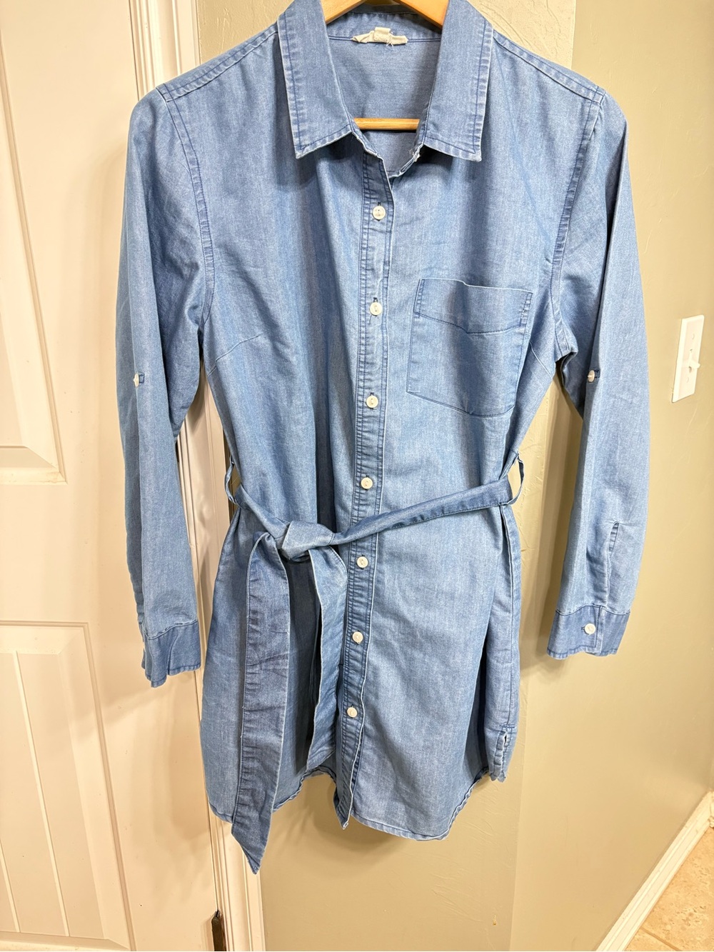Rebellion Denim Button-Front Shirt in Light Blue